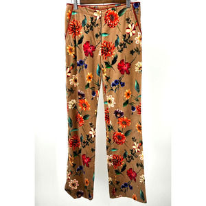 Oililly Flower Power Pants Brown Wide Leg Hippy Women's Size XS